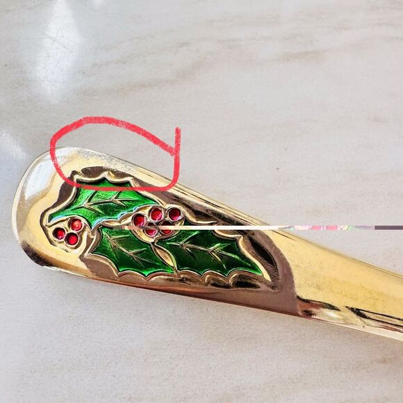 4pc CAMBRIDGE Dinner Knife 9” Gold Electroplate Holly Berry Christmas Japan - Picture 9 of 9